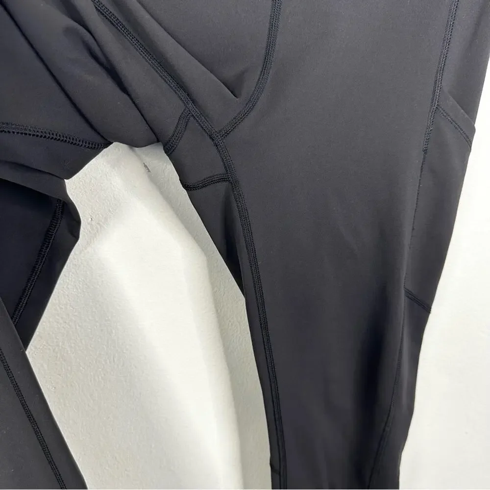 Lululemon Speed Tight Black Leggings Ruched Legs Pockets Size 6